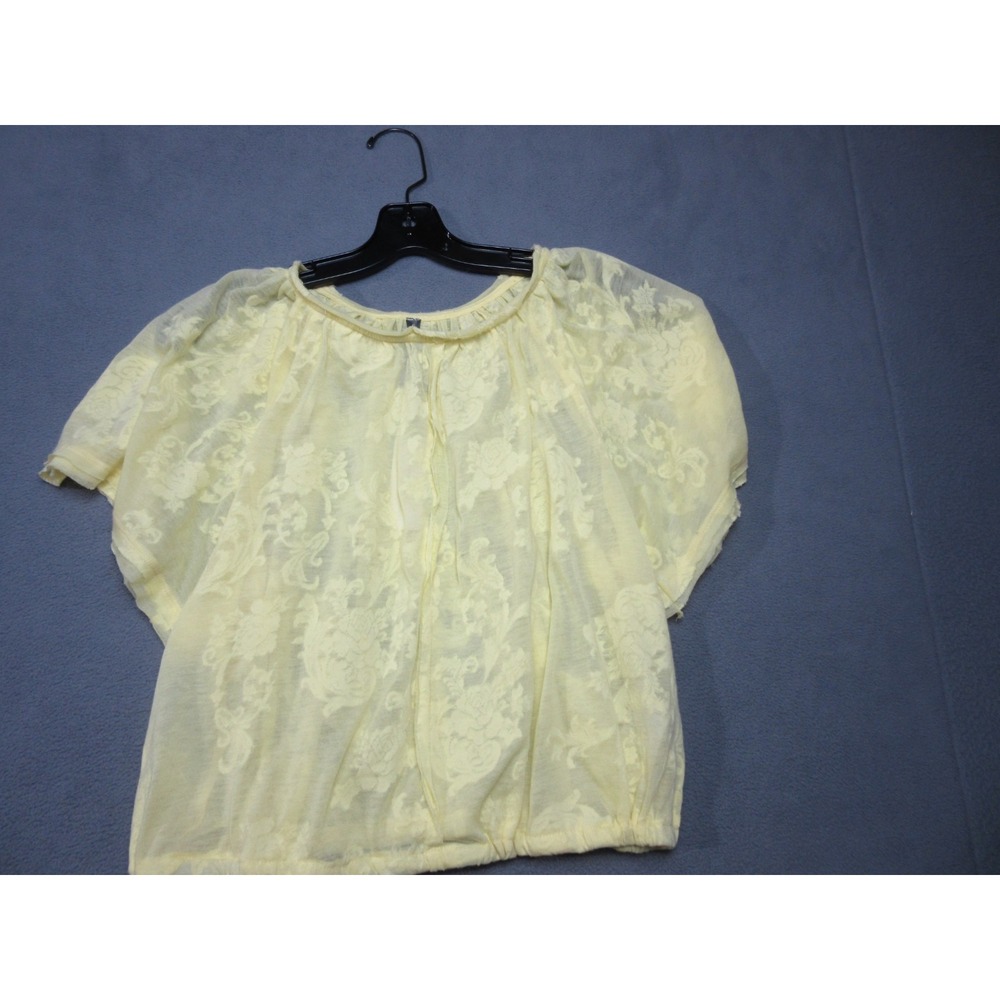 Anthropologie Blouse Womens S Yellow NWT Floral Semi-Sheer Flutter Sleeve Boho